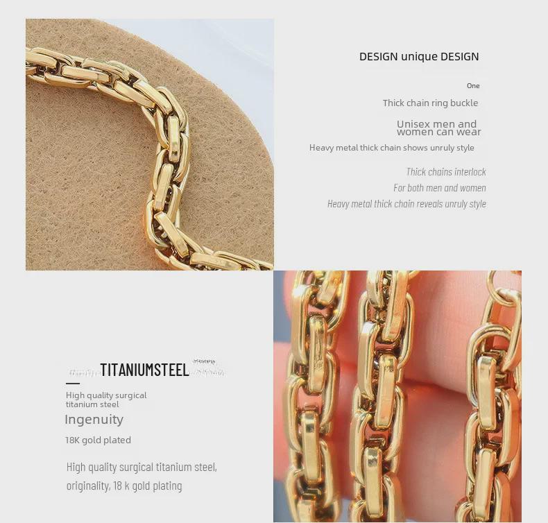 Damen-Halskette aus 18 Karat vergoldetem Titanstahl – rostfrei, badefest, P064