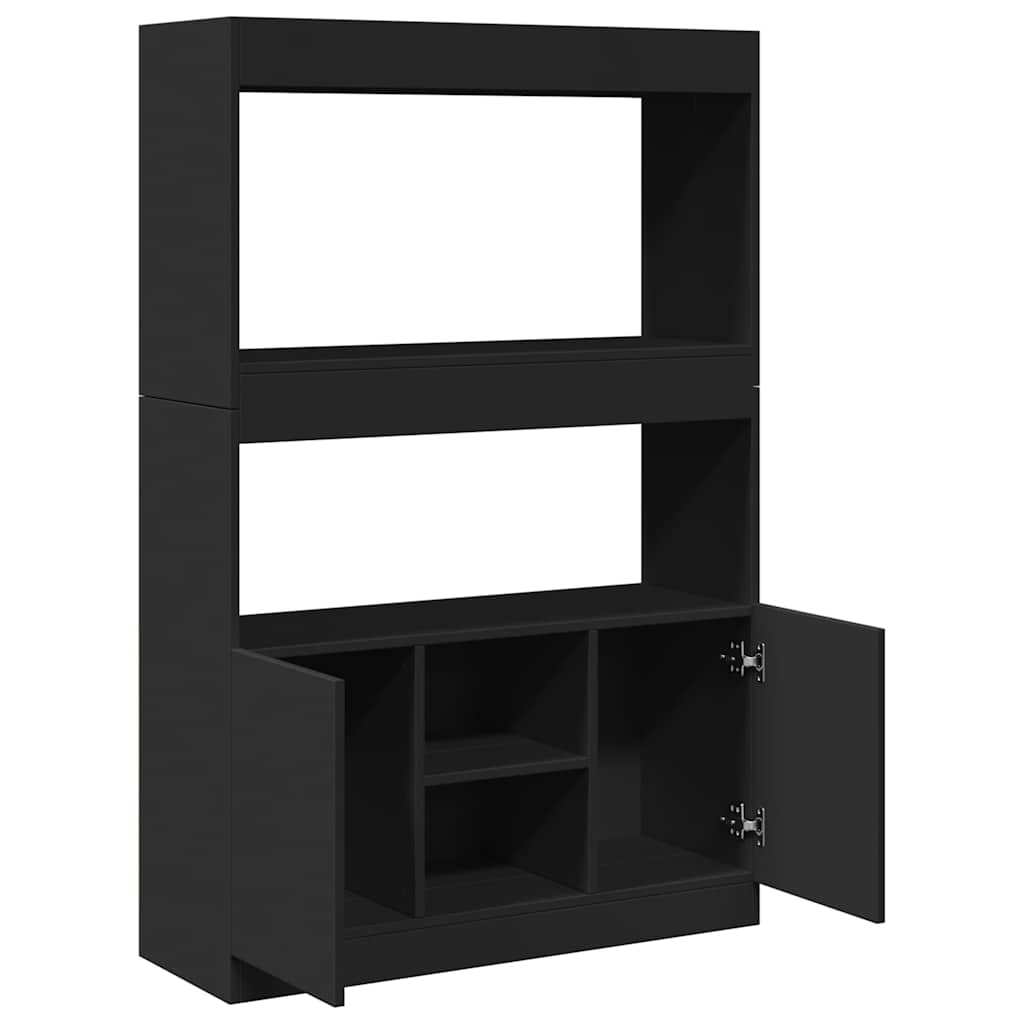 Highboard Black 92x33x140 cm Engineered Wood