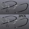 2PCS Anti Blue Light Presbyopia Diamond Trimmed Frameless Photochromic Reading Glasses Glasses Fashionable Business Men Glassess