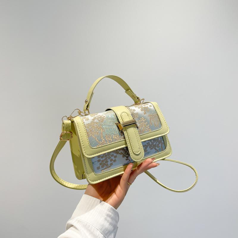 2025 new fashion embroidered shoulder small square bag beautiful hand carry messenger bag