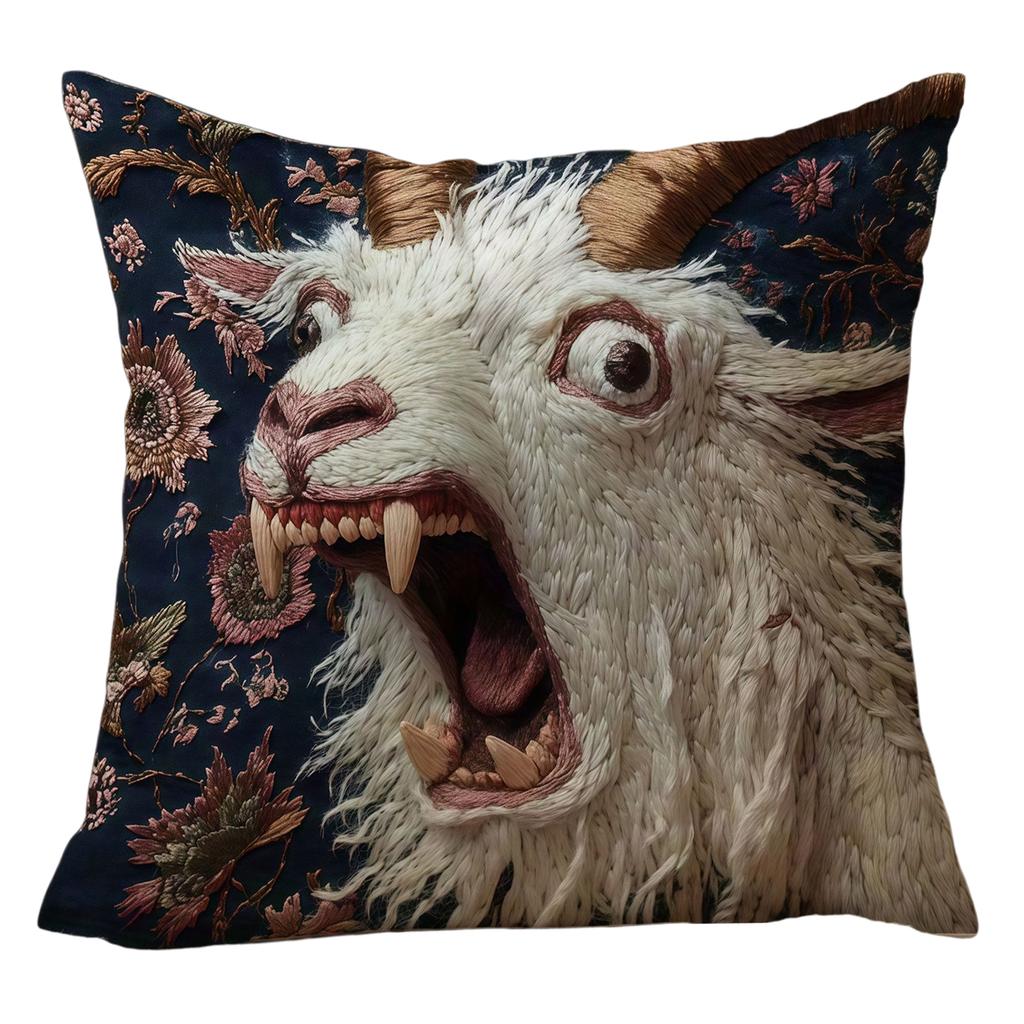 Schreiende Ziege Kissenbezug 45x45 cm Lustiger Tiergrafik Überwurf-Kissenbezug für Couch Sofa Schlafzimmer Wohnzimmer