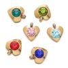 10pcs/lot Stainless Steel Rhinestones Peach Heart Charms Shiny Jewelry Findings for DIY Necklace Earring Hair Accessory