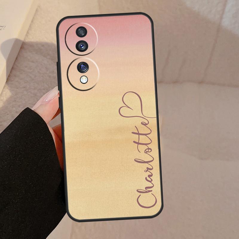 Personalised Watercolour Name Heart Case For Honor Magic 5 Pro 50 70 90 Lite Honor 8X 9X X9b X9a X8a X7a X6a X6 X7 X8 X9 Cover