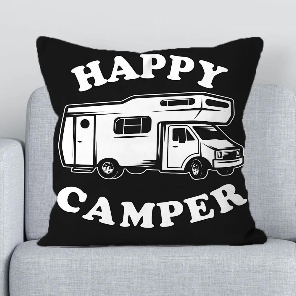 

Декоративные наволочки для подушек Happy Campers Чехлы для подушек x Осенний декор Двусторонняя печать Наволочка для подушки-валика Короткий плюш 66x66cm синий