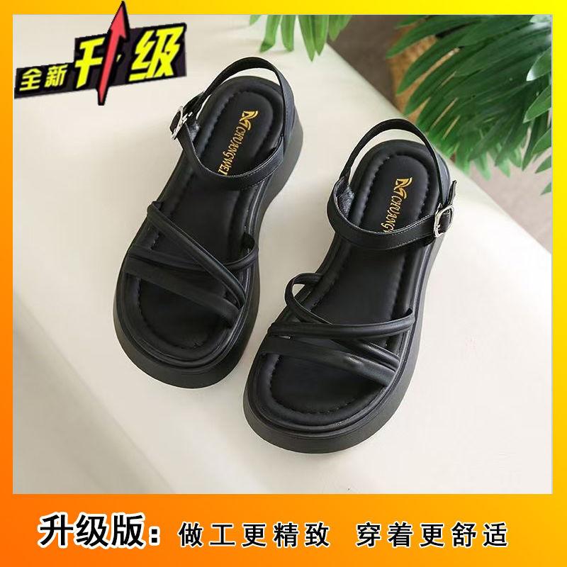 Flat-soled sandals women's summer 2025 new models go out fashionable cross-strap fairy style with skirt soft-soled beach shoes women