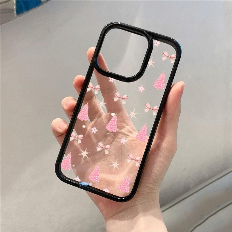 Pink Bow Bear Christmas Tree Phone Case for Samsung Galaxy S23 S22 S21 FE A56 A55 A54 S25 S24 Ultra A06 A16 A15 A35 A34 5G Cover