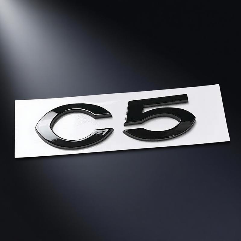 Plata Negra para Citroën C1 C2 C4 C5 Elysee ABS Cromo Logo Emblema Letras Insignia Estilo Exterior del Coche Pegatina Trasera del Maletero del Automóvil