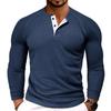 Autumn Winter Men's Round Neck Long-sleeved Casual Henley Bottoming T-shirt POIO Shirt