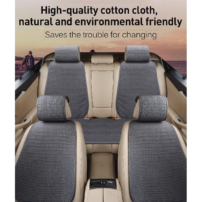 EifBrisa 2Pcs Car Seat Covers Cushion Pad, Bottom Front Seat Covers For Cars, Super Breathable, Storage Bags, Warm In Winter And Cool In Summer,