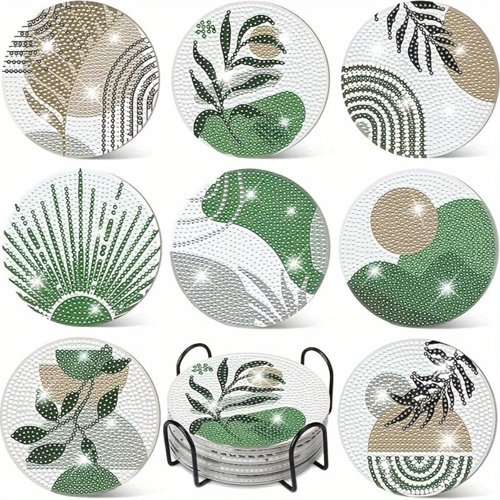 DIY Diamond Painting Point Diamond Coaster, Full Diamond Round Valentine's Day Thermal Insulation Mat, Diamond Painting Coaster