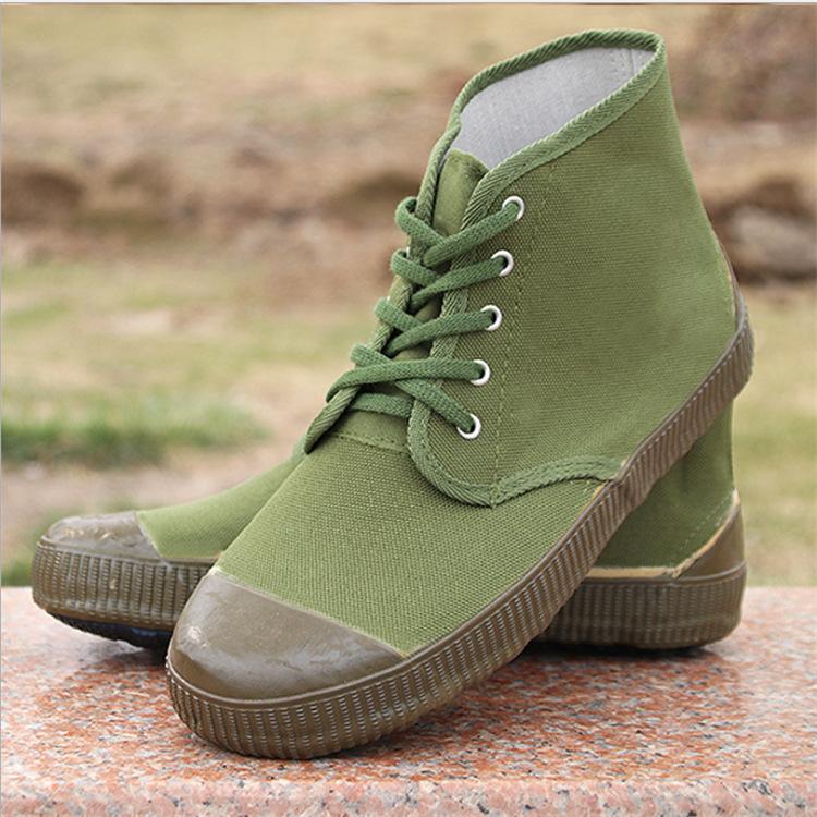 Jiefang Shoes Men, High-top Canvas Shoes, Breathable Farmland Your Total Yellow Sneakers, Street Stall Shoes, Green Jiefang Shoes