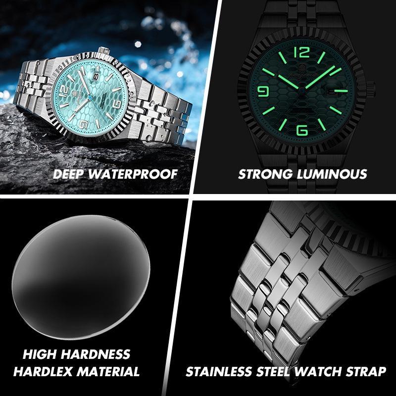 Luxury Business Men Wristwatch Waterproof Luminous Date Military Man Watch Stainless Steel Fashion Men's Quartz Watches