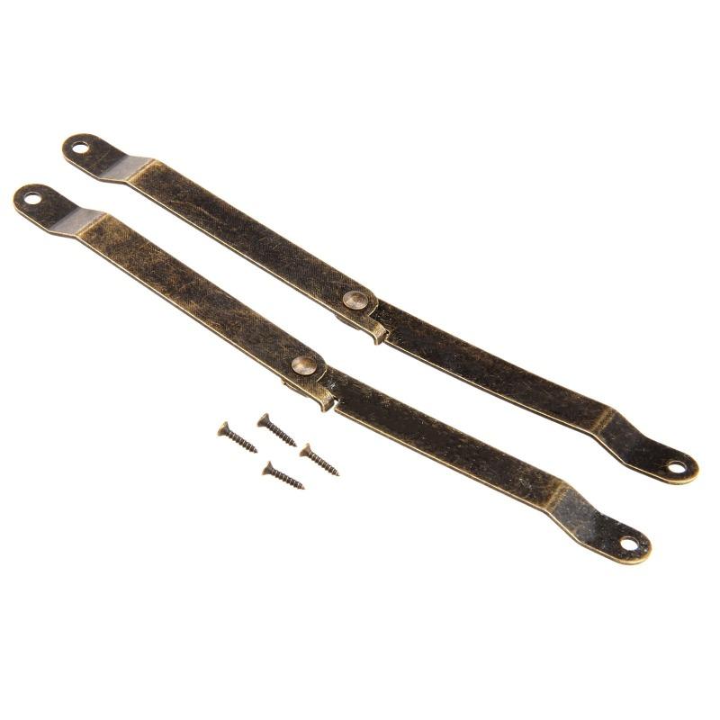 4PCS Antique Bronze Lid Support Hinges Stay for Box Display Furniture Accessories Cabinet Door Kitchen Cupboard Hinges Lid Stays