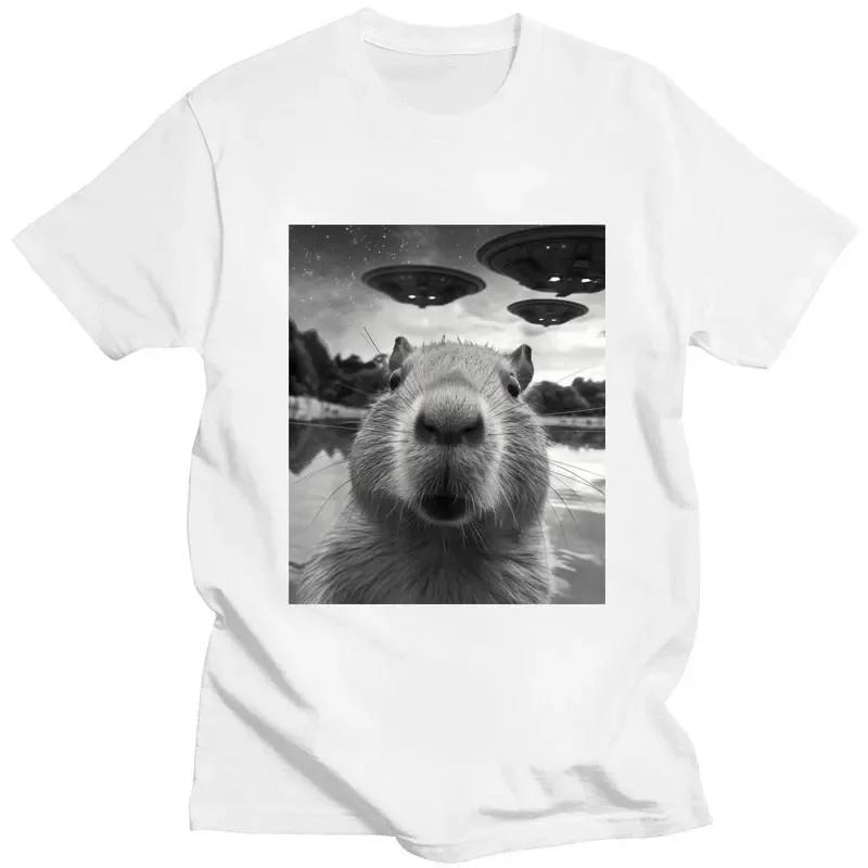 Unisex Funny Capybara Selfie With Eggs Graphic Plus Size Cotton Short Sleeve Streetwear Tee