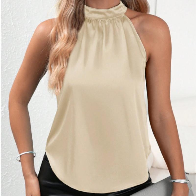 

Новые летние однотонные сексуальные женские рубашки с открытыми плечами, элегантные топы без рукавов, женские винтажные повседневные блузки, женская одежда 24137 XL слоновая кость