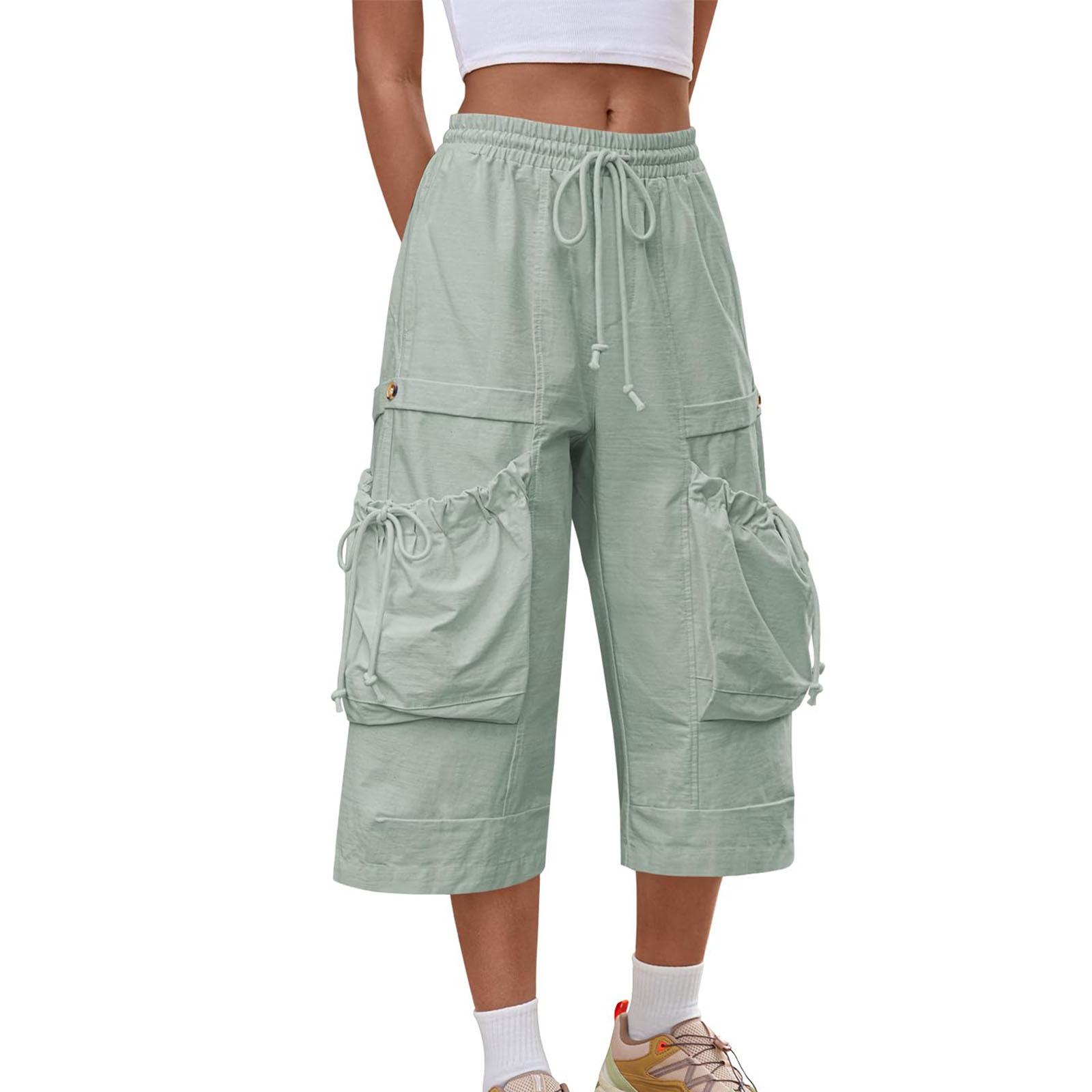 

Women s Wide-Leg Sweatpants with Lace Elastic Waist, Loose Casual Pants with Pockets and Drawstring Long Pants S синий