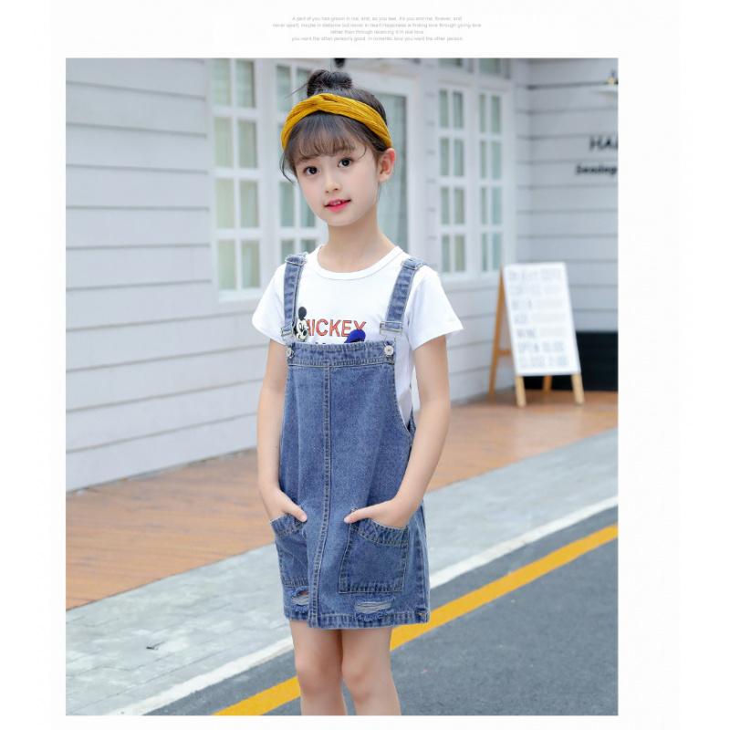 Girls' Denim Suspender Dress New Spring-Summer Style Trendy Internet Celebrity Baby Long Dress