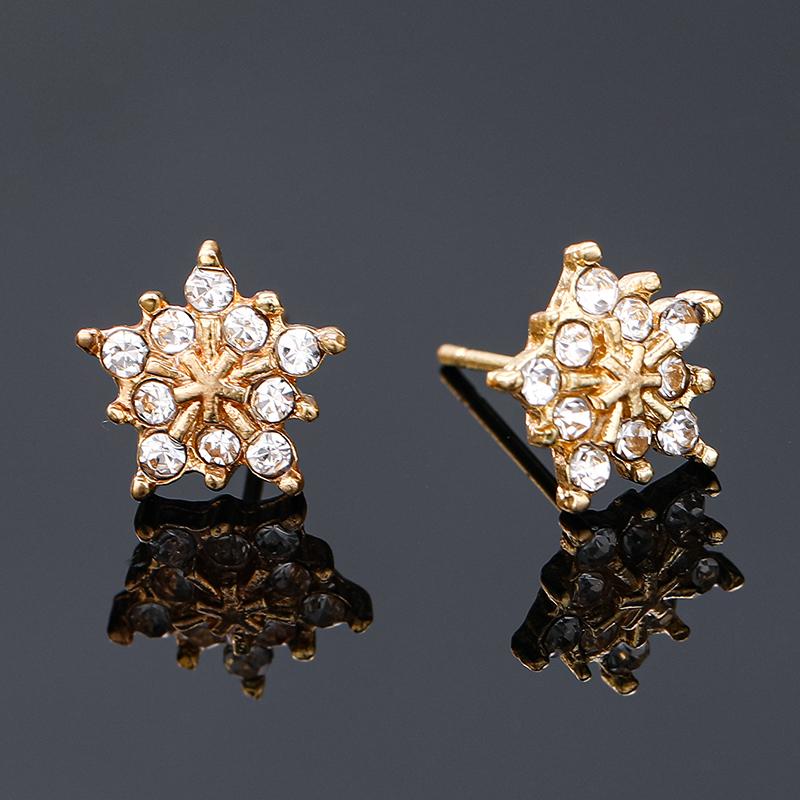 Christmas Snowflake Zircon Stud Earrings For Women Shiny Crystal Snowflake Earrings Birthday Festival Zircon New Year Gifts