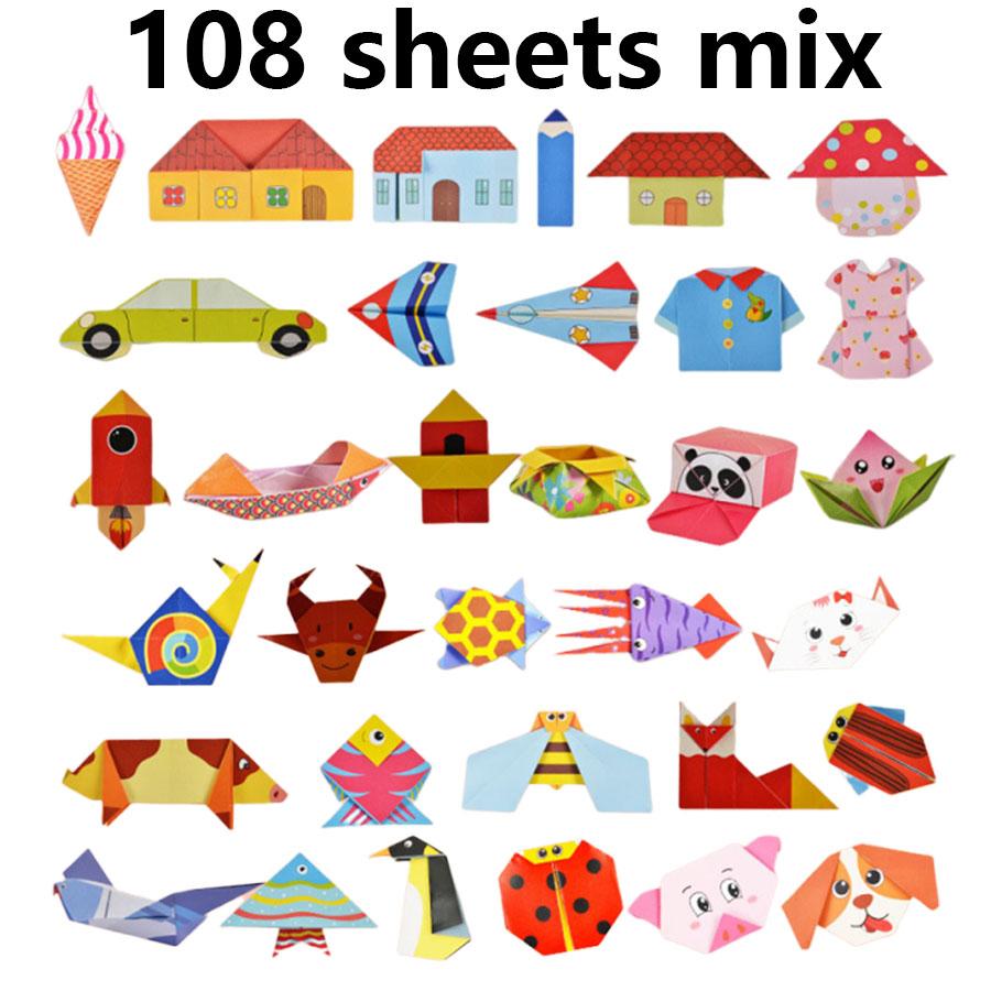 54/108 Sheets Animal Life Origami Kit for Beginners Creative Paper Projects Vibrant Paper Stress Relief Craft Gift Origami JXB