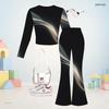 Girls Star Printed Round Neck Long Sleeve Top And Flared Pants Two Piece Outfit