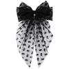 Vintage Leopard Print Bowknot Hairpin Long Ribbon Back Head Spring Clip Ponytail Headwear for Women Elegant Versatile Hairpin
