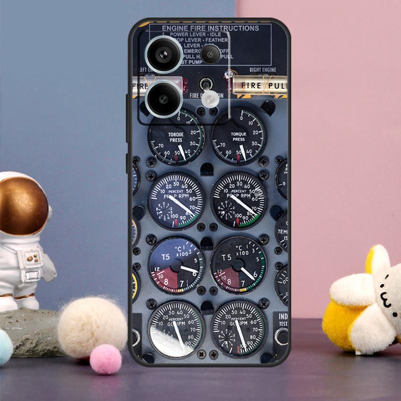 Aircraft Cockpit Dashboard Case For Xiaomi Redmi Note 14 13 9 10 11 12 15 Pro Plus Redmi 15 15C 14C 10C 12C 13C Cover