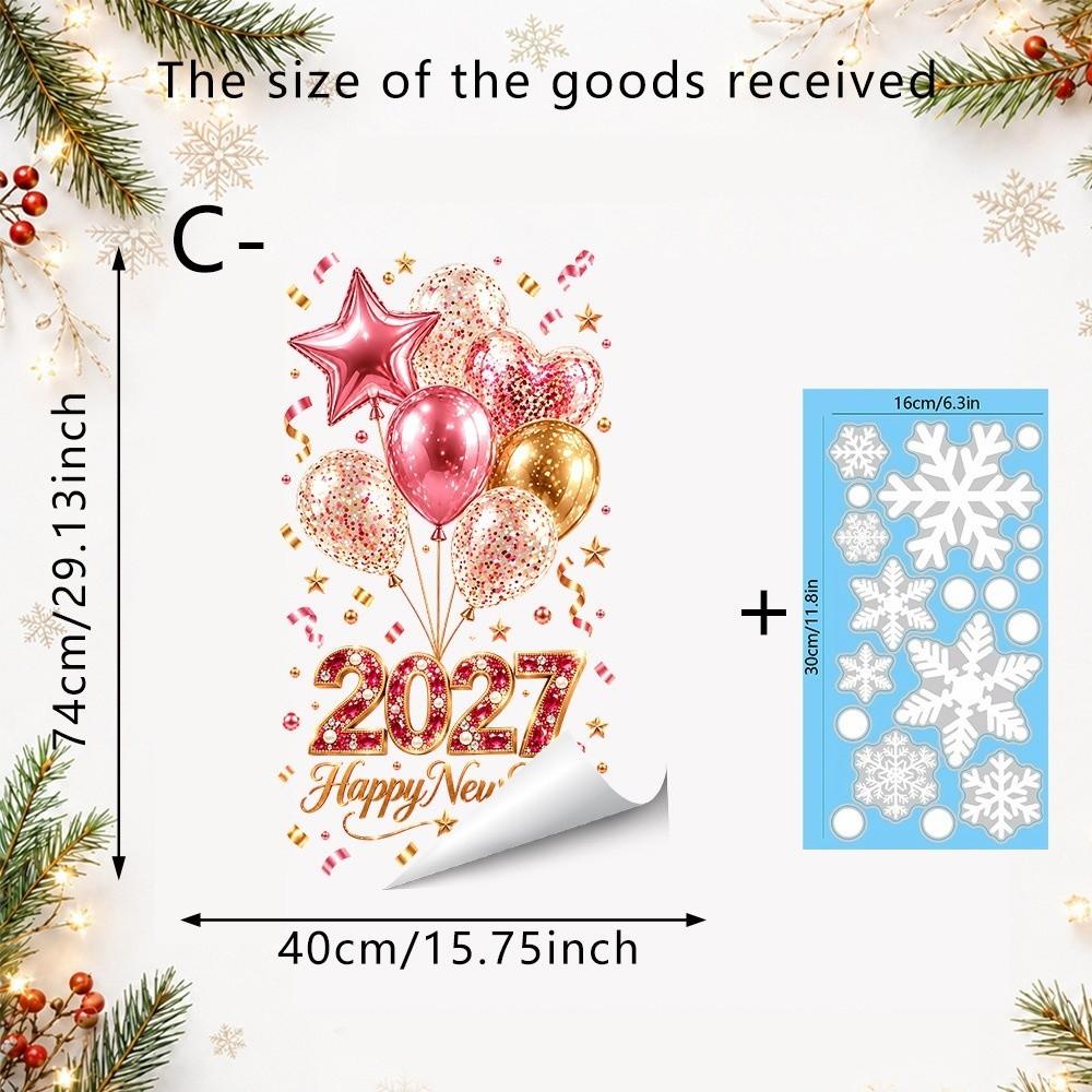 Red Gold Tone Window Cling Static Cling Glass Decal Christmas Theme Holiday Decal  Store Front