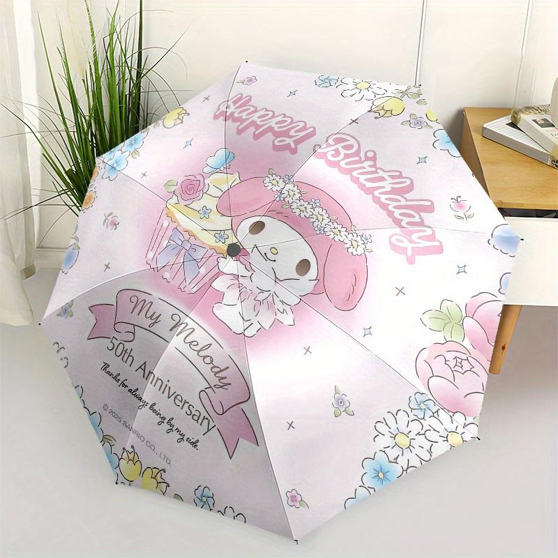 

1pc My Melody 50th Anniversary Umbrella with Plastic Handle,Suitable for All Seasons Home Travel Outdoor UmbrellaSanlio401