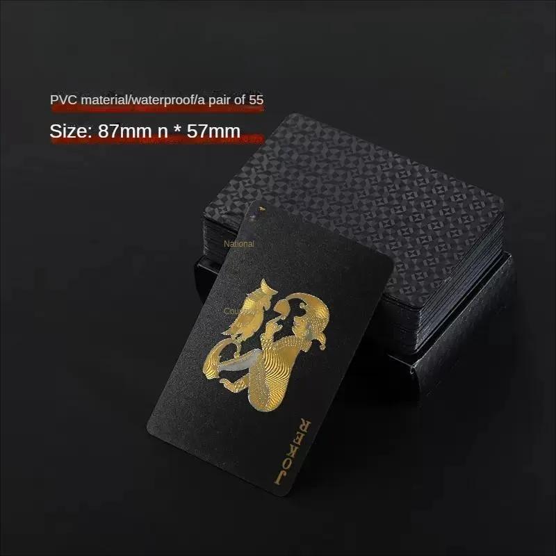 New 54 Black and Gold Plastic Playing Cards Waterproof Card Gift Collection Aluminum Foil Poker Set Practical Party Gifts
