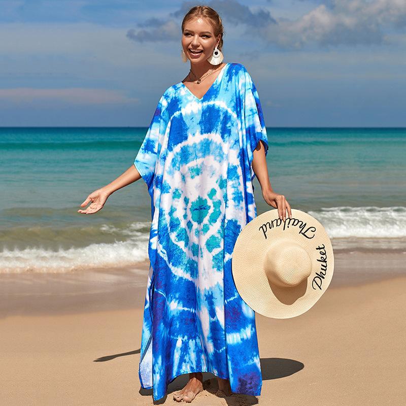 Summer Women's Plus Size Printed Beach Cover Up Holiday Sun Shirt Bikini Outer Shirt