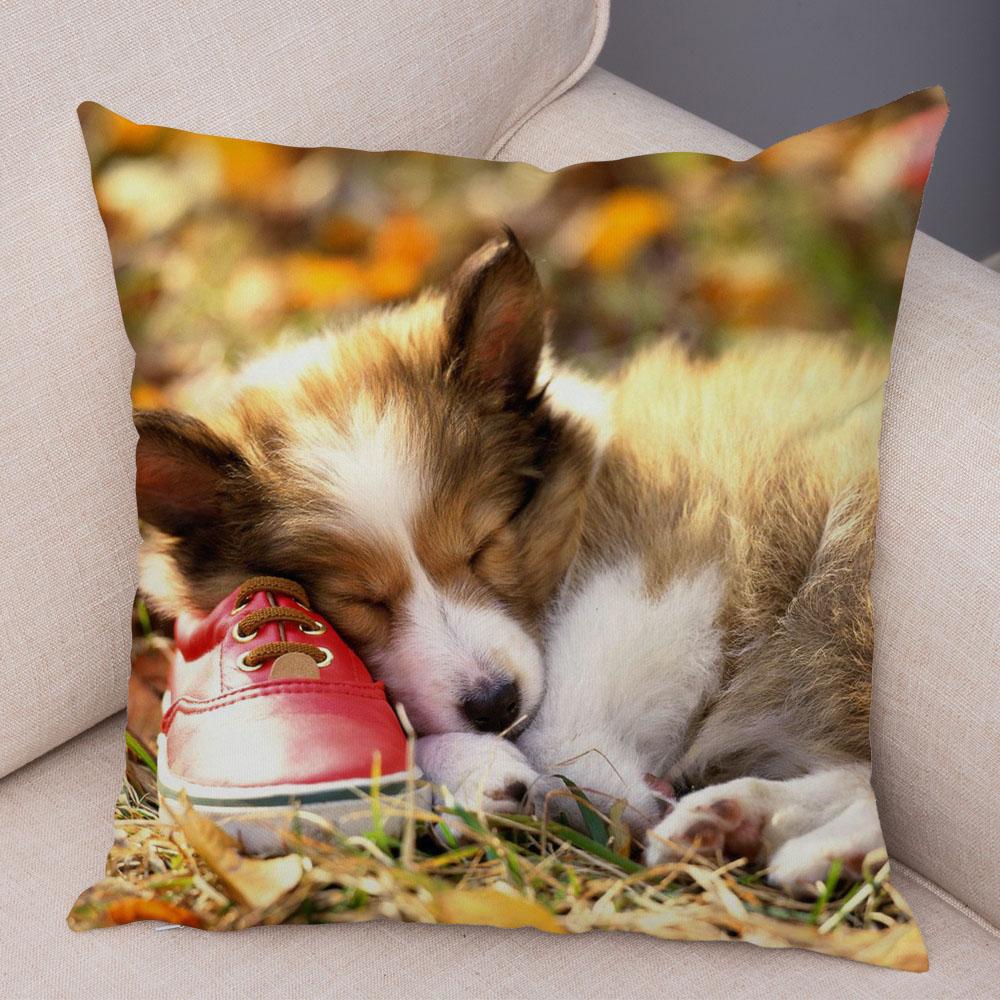Niedlicher Schäferhund-Muster-Kissenbezug, Hundedruck, dekorativer Kissenbezug, Sofa-Auto-Büro-Kissenbezug