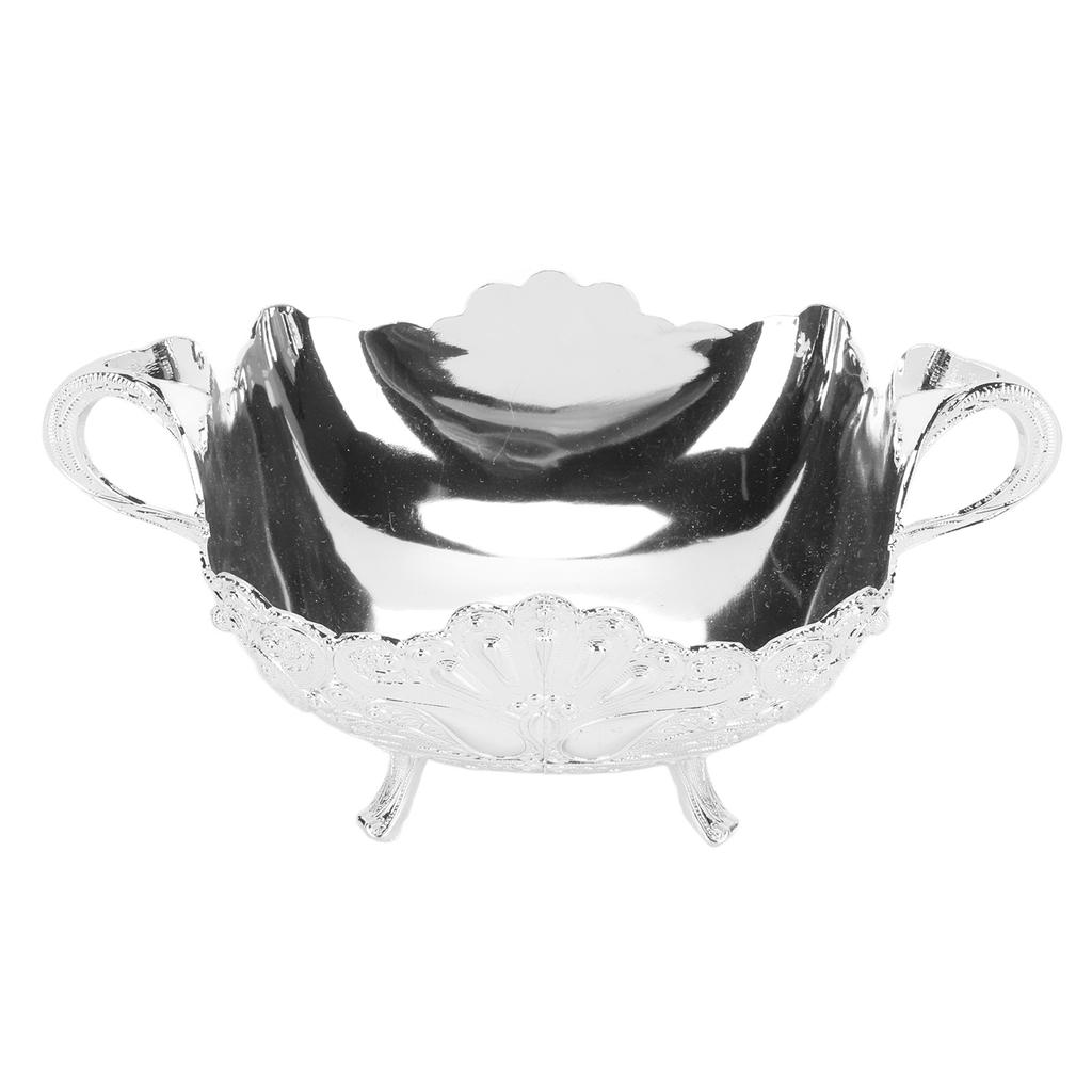 Alloy Serving Bowl Peacock Print European Style Quadrate Vintage Fruit Bowl for Living Room Office