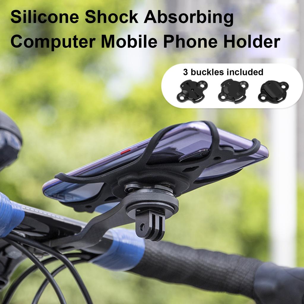 Handlebar Cell Phone Holder Silicone Bike Phone Holder Shockproof Stable Hands  Navigation Compatible with Computer Mount