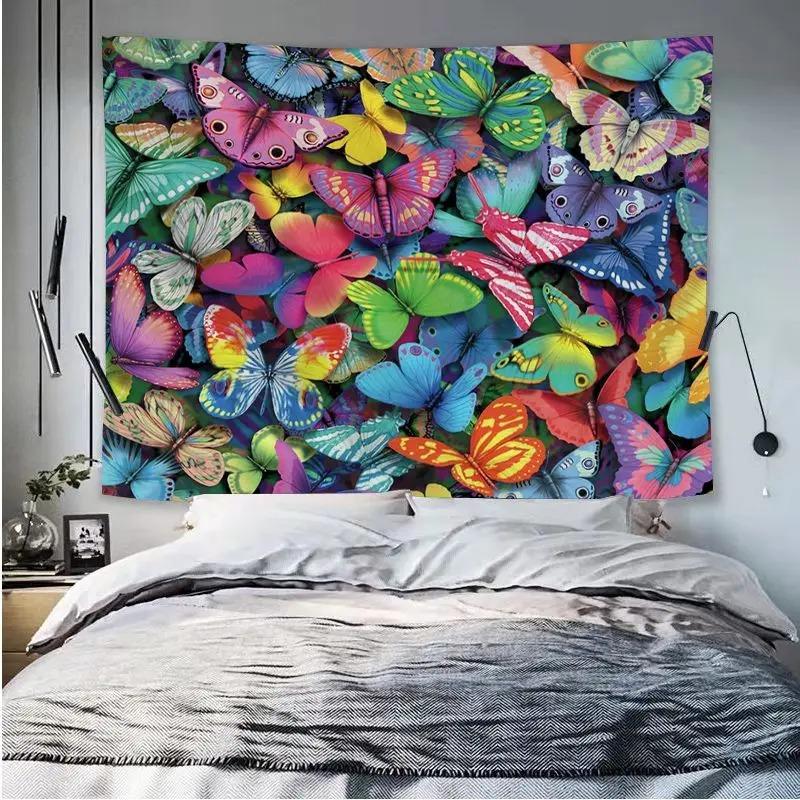 Office Living Room Tapestry Flower Butterfly Hanging Cloth Home Wall Decoration Tapestry