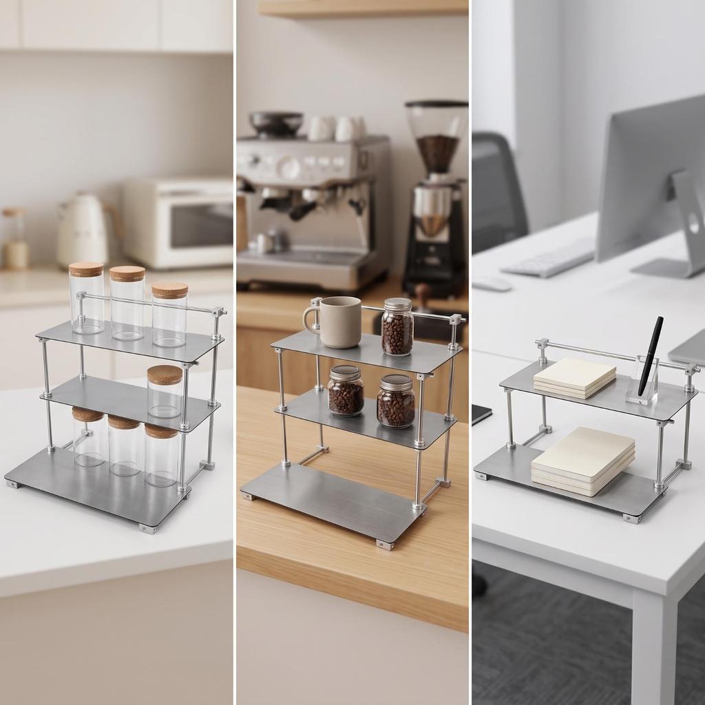 Rust Resistant 201 Stainless Steel Kitchen Shelf Rack for Indoor Storage and Display Organization