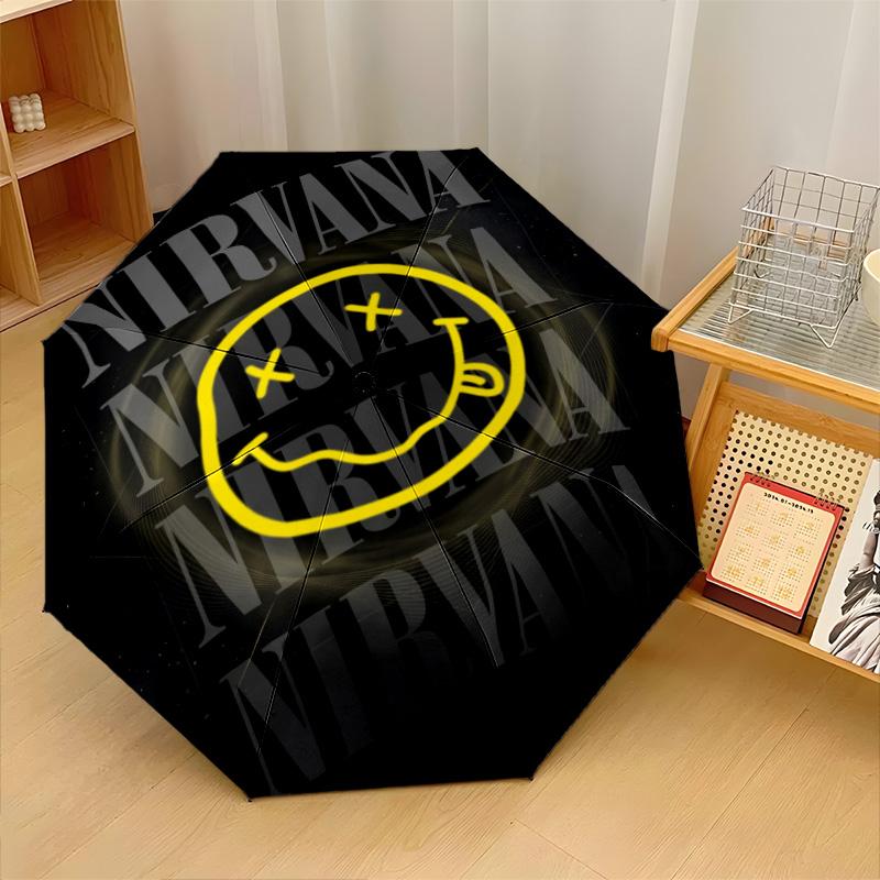 Nirvana Print 8?Ribs Automatic Umbrella Wind Resistant Lightweight Folding Umbrella For Outdoor Travel