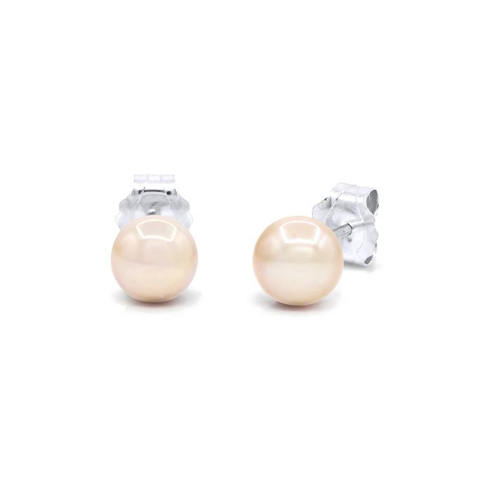 Boucles d'oreilles - PEARLS & COLORS - Perle d'eau douce Rose 5-6 mm - Argent 925 - Clou/Puce - Qualité AAA+