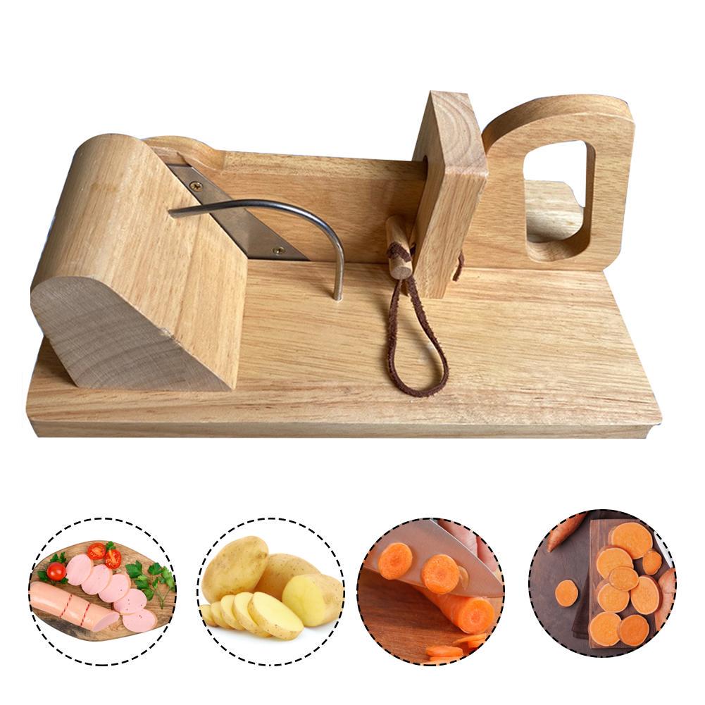 Food Cutter Safe Professional Sausage Slicer Wooden Meat Cutting Tool for Kitchen Camping
