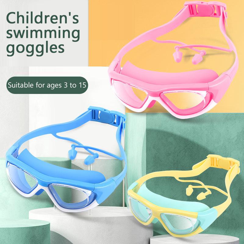 Hochauflösende Kinder-Schwimmbrillen für Jungen und Mädchen, Antibeschlag-Schwimmbrillen, Brillen mit großem Rahmen, Bequeme Silik