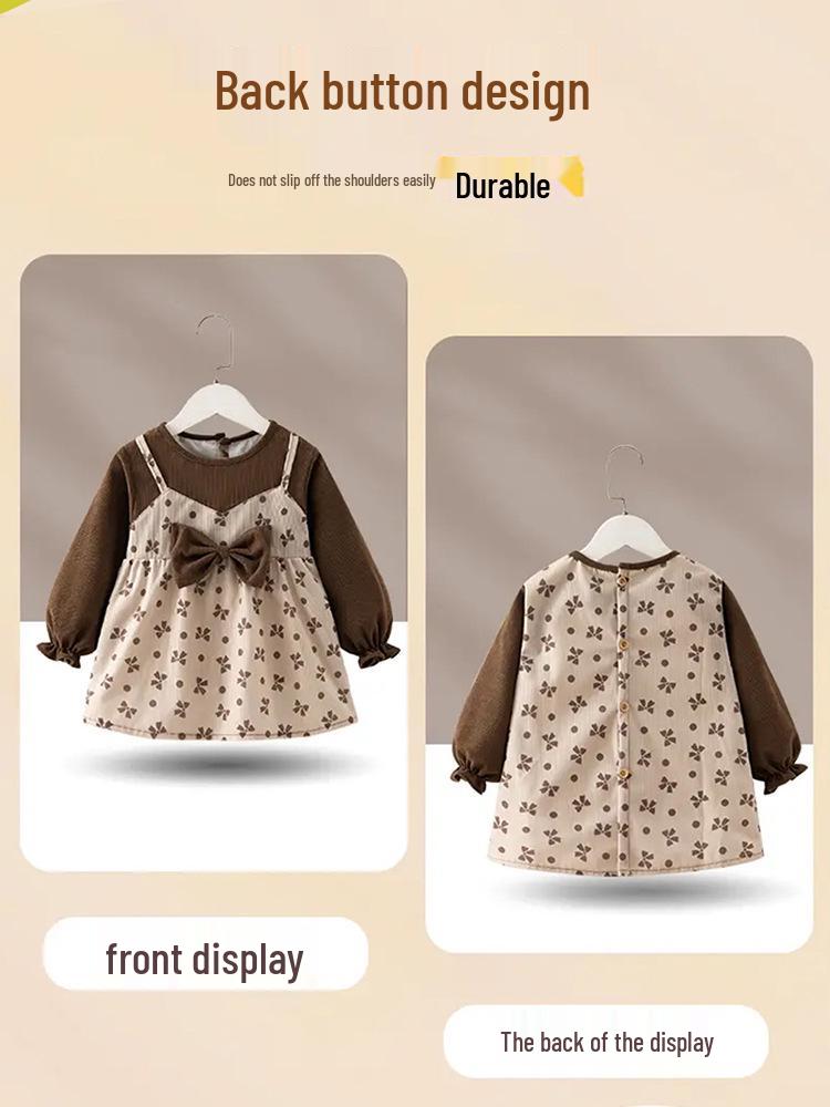 Baby Girl's Reversible Princess Coverall Dress Bib: Waterproof, Stain-Proof for Autumn/Winter
