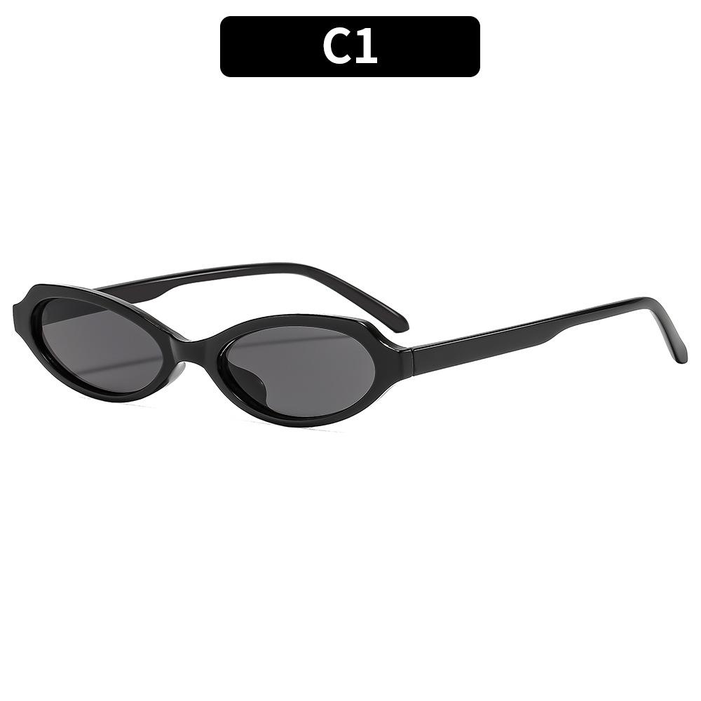 Black Oval Frame Sunglasses Custom logo Oem Small Trendy Skinny cat Eye Sunglasses Women Retro Supplier C1
