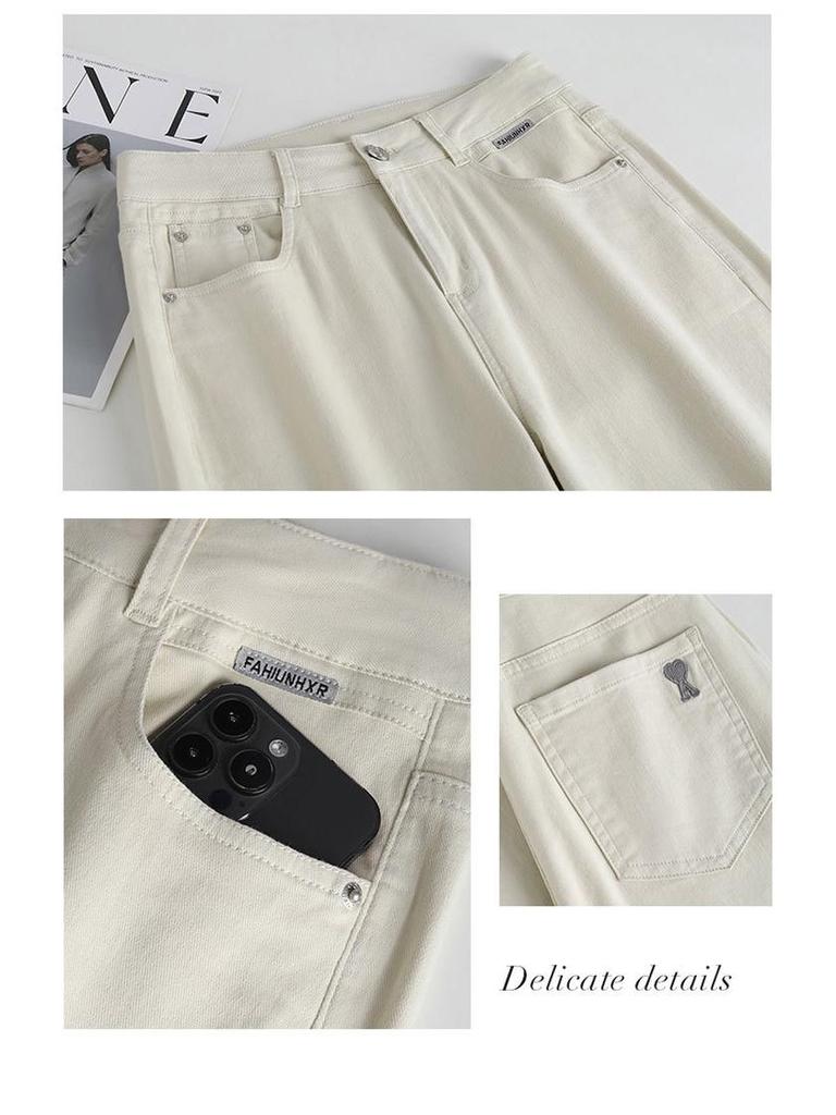 Women's High-Waist Loose Wide-Leg Jeans - Summer 2025, Casual Straight-Leg, Thin Fit for Petite Sizes