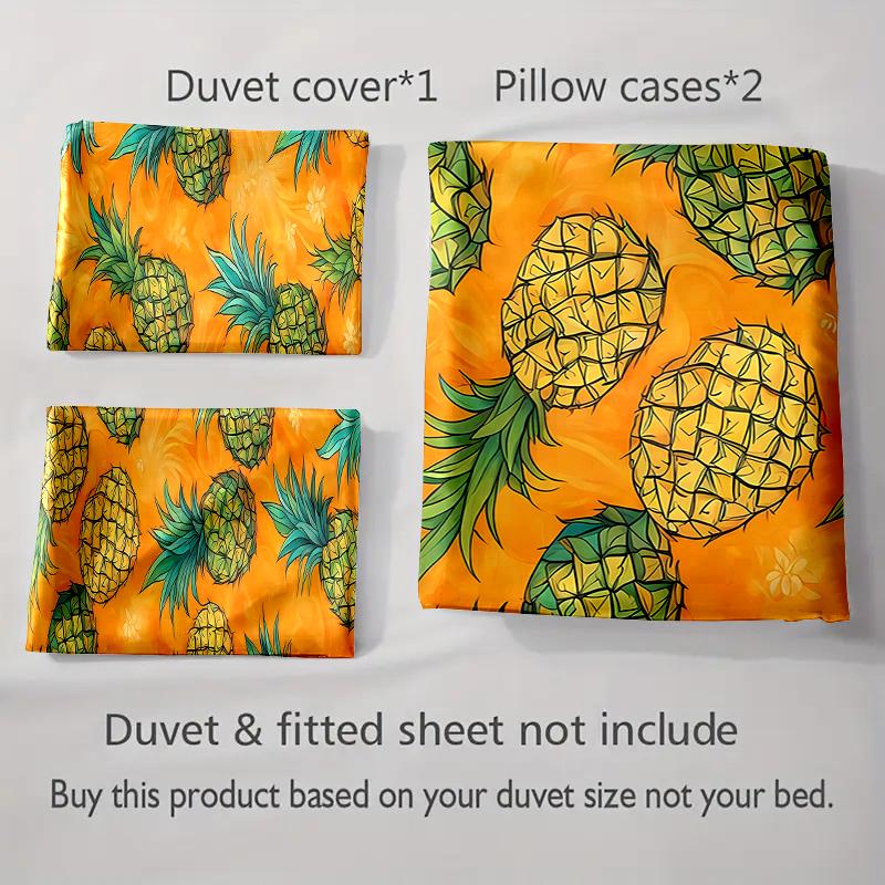 Pineapple tropical print. Bedding Duvet cover sets Duvet covers Pillowcases gifts (1 * Duvet Cover 2 * Pillowcases, without duvet insert)