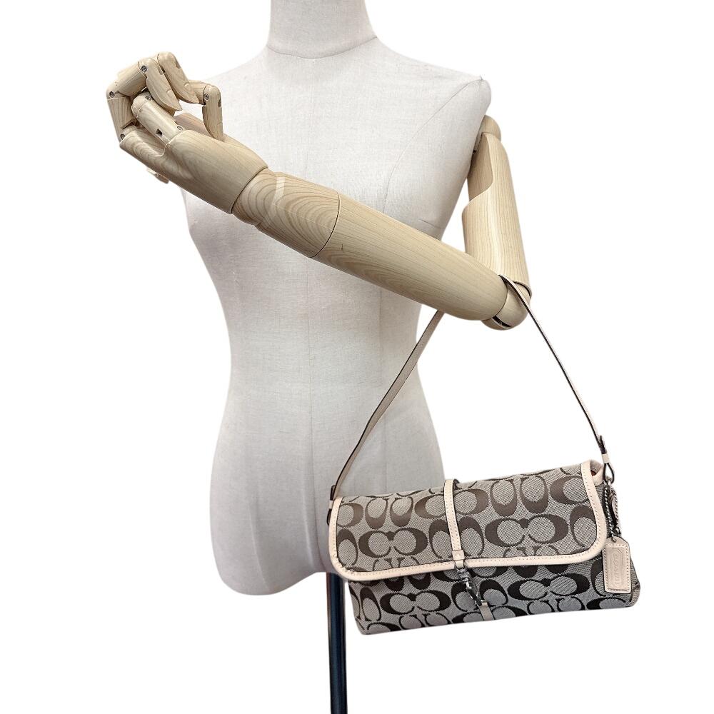 Coach 6348 Accessory Pouch One Shoulder Bag Signature Canvas Handbag Brown Canvas Used