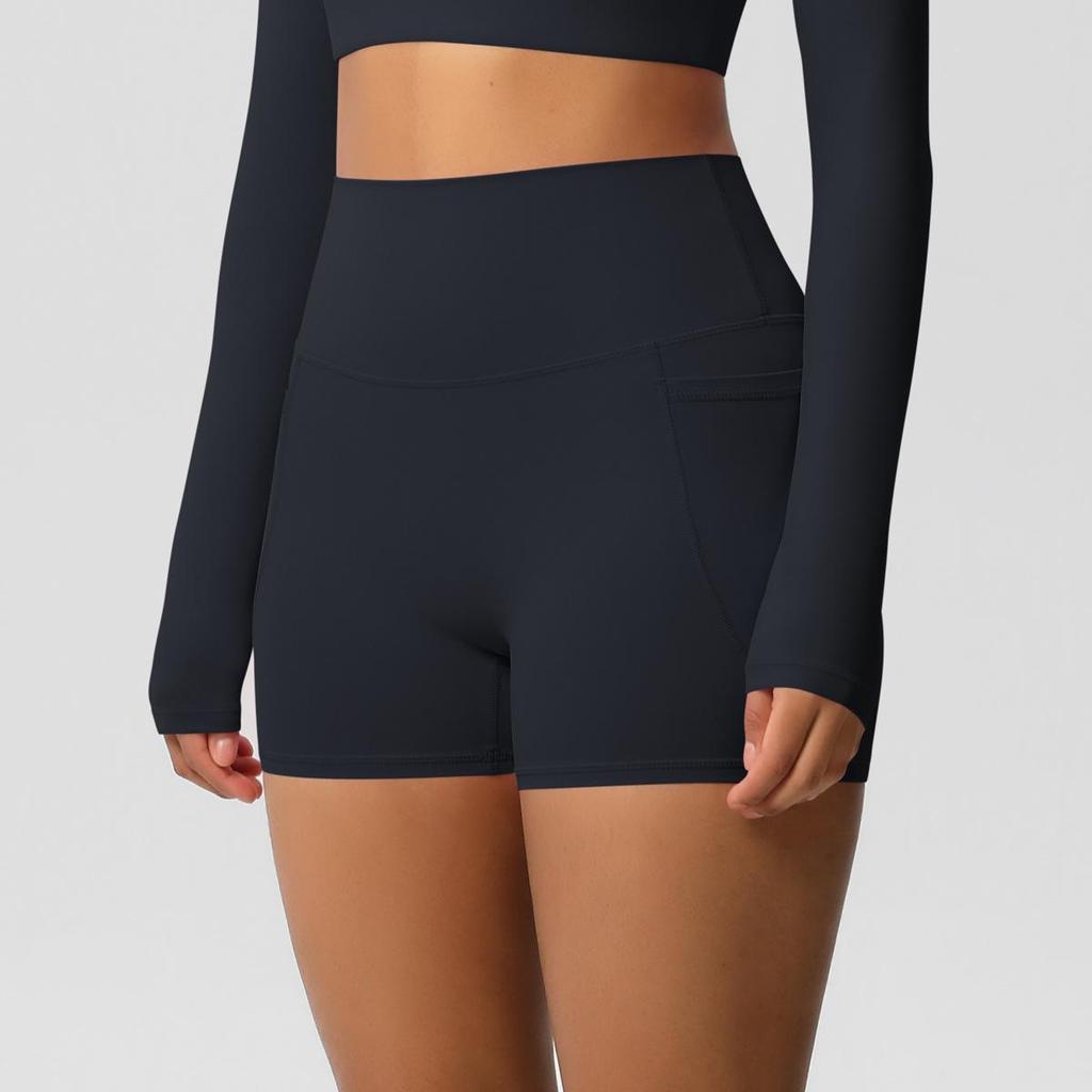 European & American High Waist Elastic Yoga Shorts - Women's Fitness & Running Pants