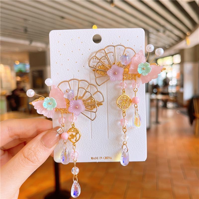 Chinese Style Hanfu Hairpin Set for Girls - Includes Hair Clips, Swaying Tassels, and Butterfly Accessories