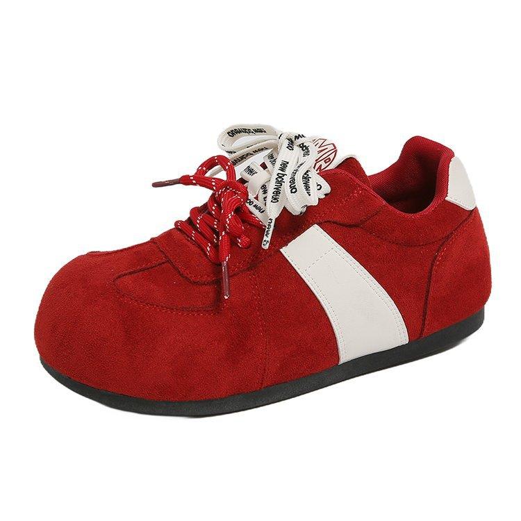 

Retro Maillard color matching board shoes women s 2025 autumn new flat bottom inner height increase leisure sports Forrest Gump training shoes 35