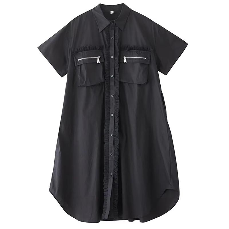 XITAO Patchwork Pocket Contrast Color Dress ZMY1371