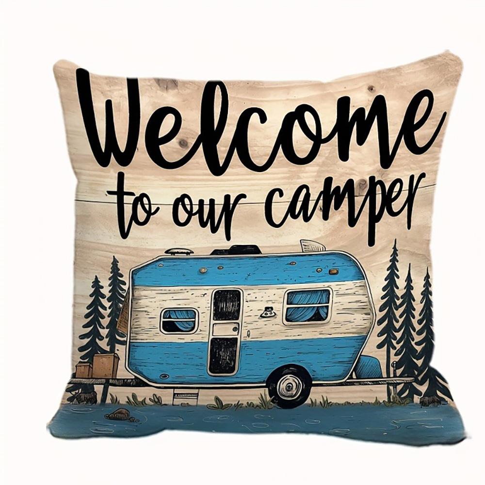 Campers' Paradise: Unique Decorative Pillow Covers with RV and Nature Designs Sofa Cushion Cover Home Room Decoration