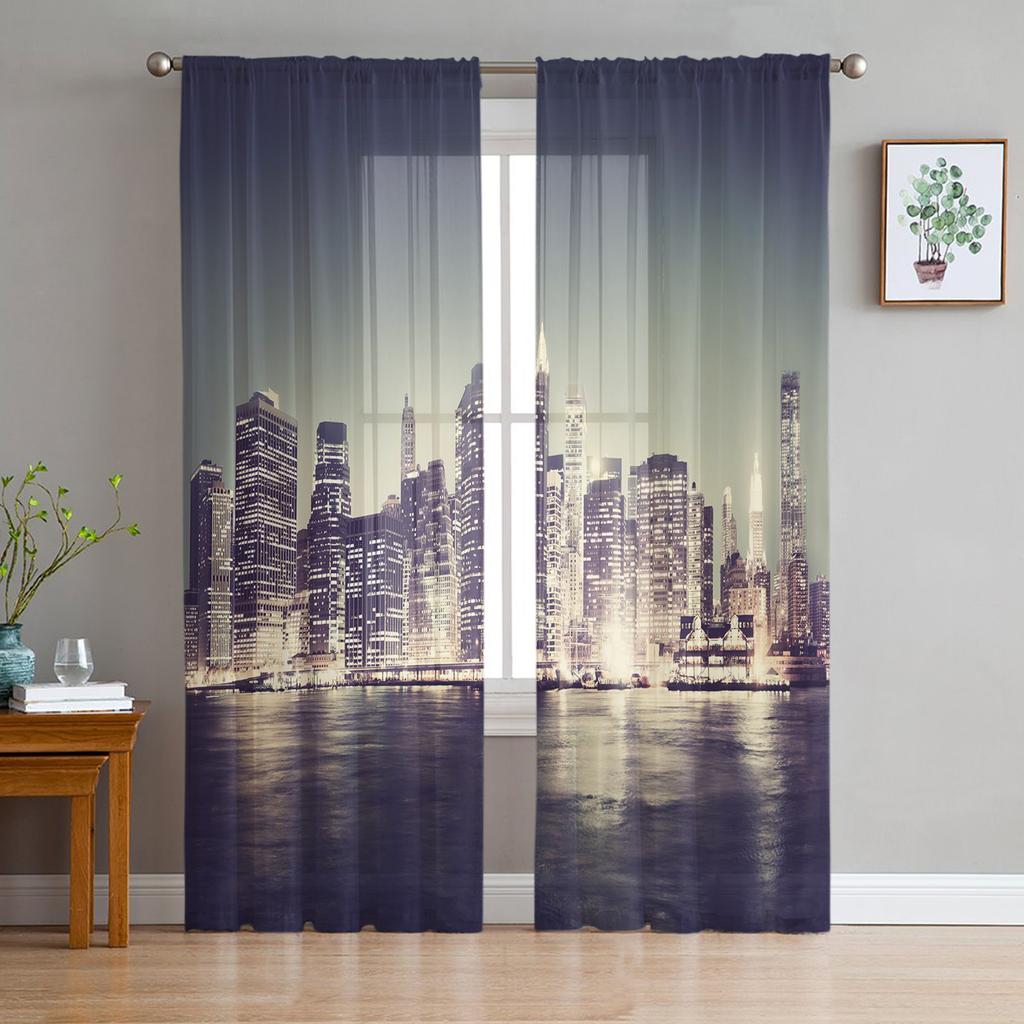 Sheer Curtains For Living Room Sky Sea Evening Nature Children's Bedroom Balcony Large Curtains Kitchen Dining Room Curtains